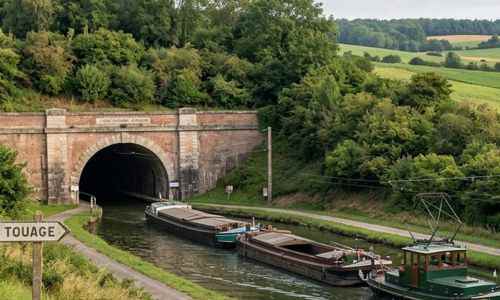 Toueur van Riqueval in de historische scheepvaartunnel van Saint-Quentin